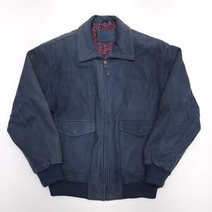 Vintage‎ Hunt Club Suede Leater Coat Men's L Blue Bomber Jacket